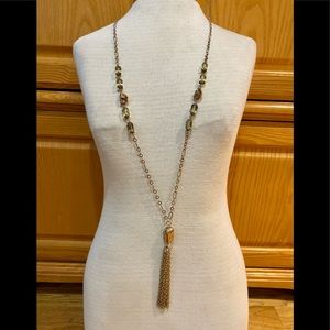 New 38” Boho Signed Artisan Tassel Necklace